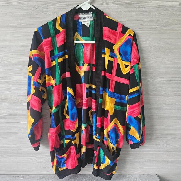 Peter Popovitch Ladies Multicolor Abstract Vintage Jacket Cardigan Size M USA - Picture 2 of 15